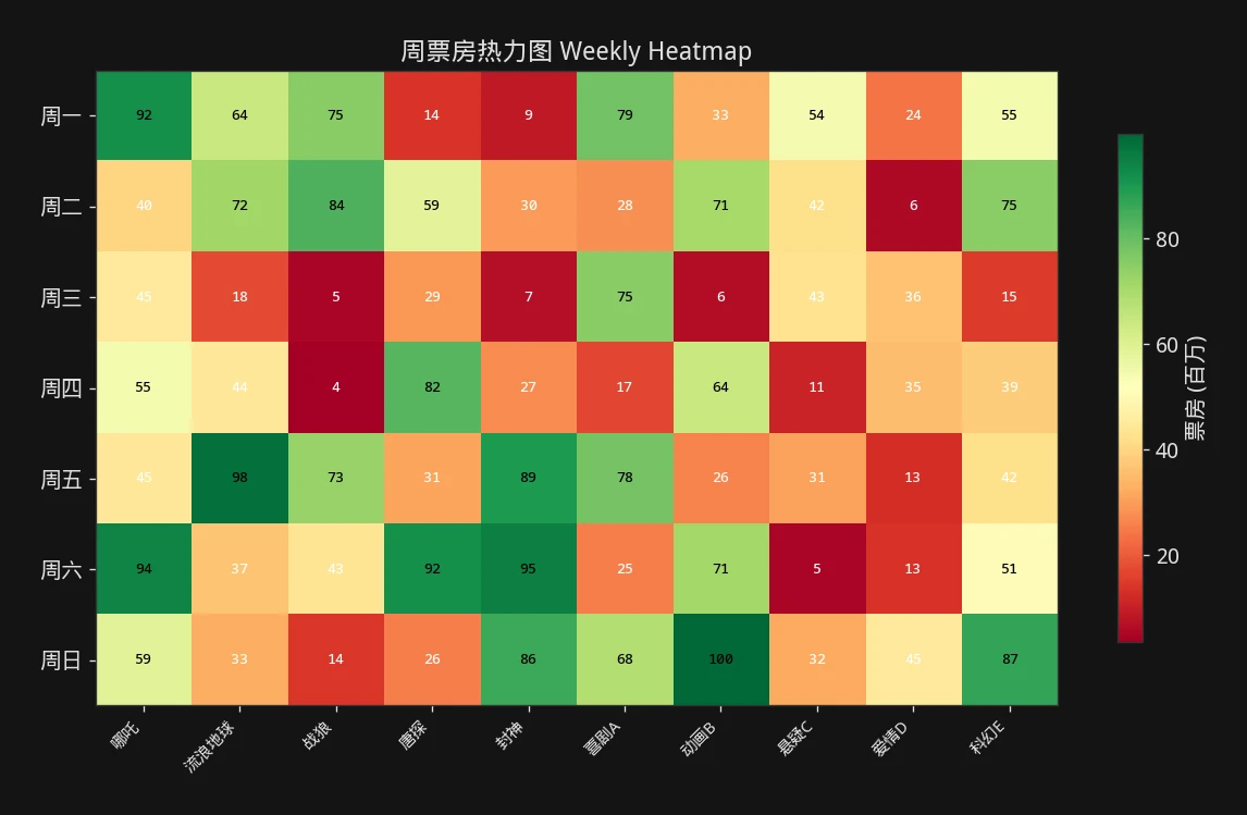 票房观察 周票房热力图数据矩阵
